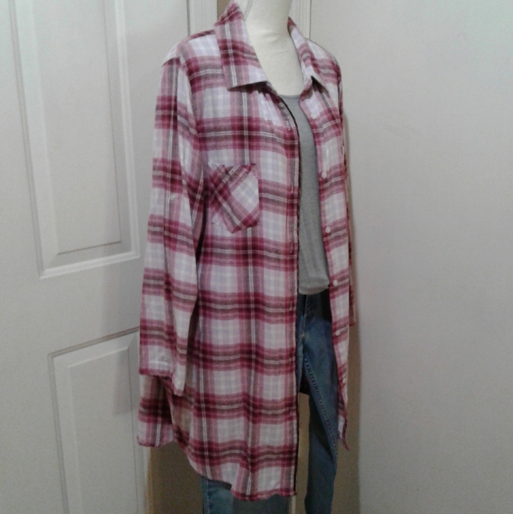 🌺 Pretty Plaid Simply Noelle Sleepshirt/Tunic Top/Long Cover-Up